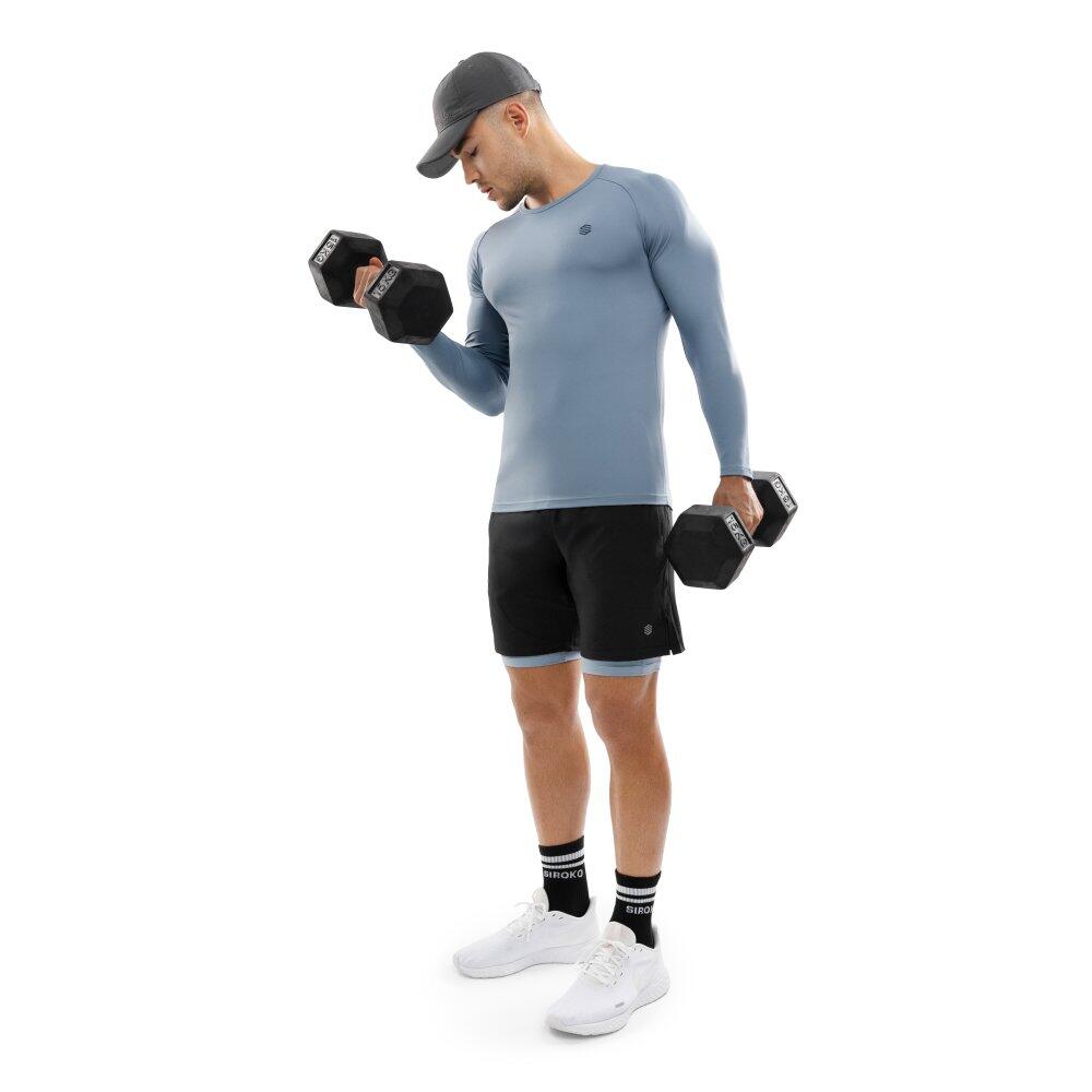 T-shirt fitness manches longues homme Aqua Bleu 3/7