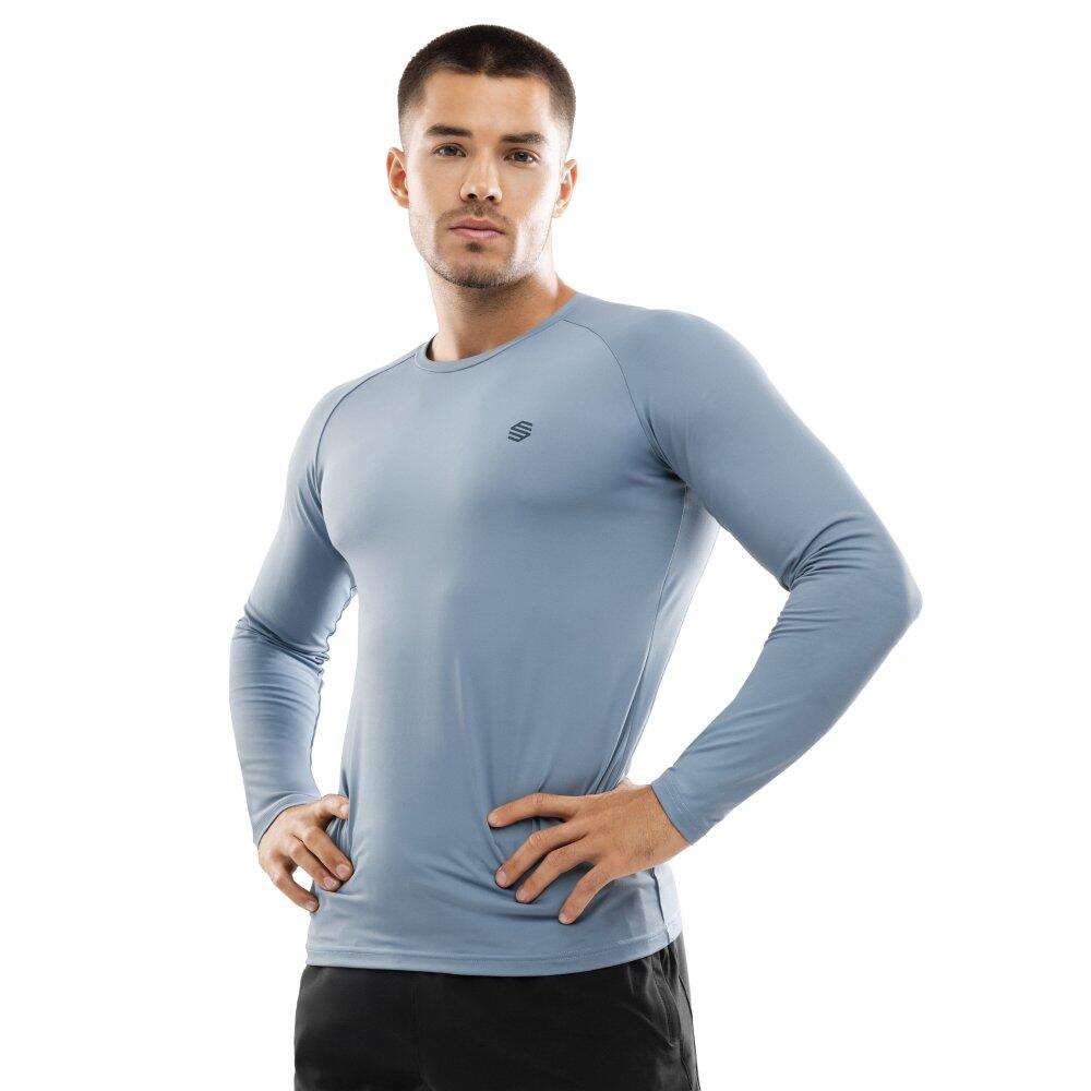 SIROKO Men Fitness 's training long sleeve t-shirt Aqua Blue