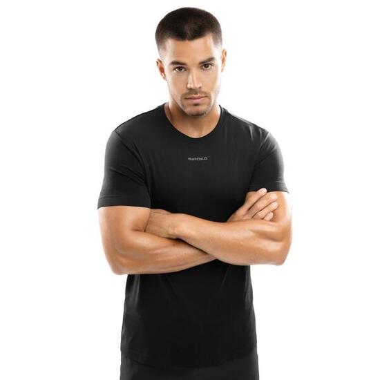 T-shirt fitness manches courtes homme Conquer Noir