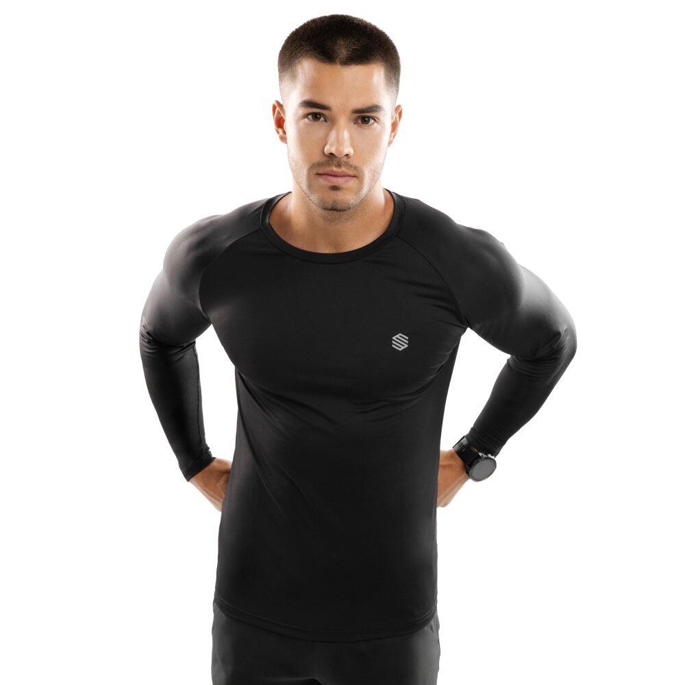 SIROKO Men Fitness 's training long sleeve t-shirt Key Black