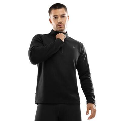 Heren fitness training sweatshirt met halve rits inter zwart