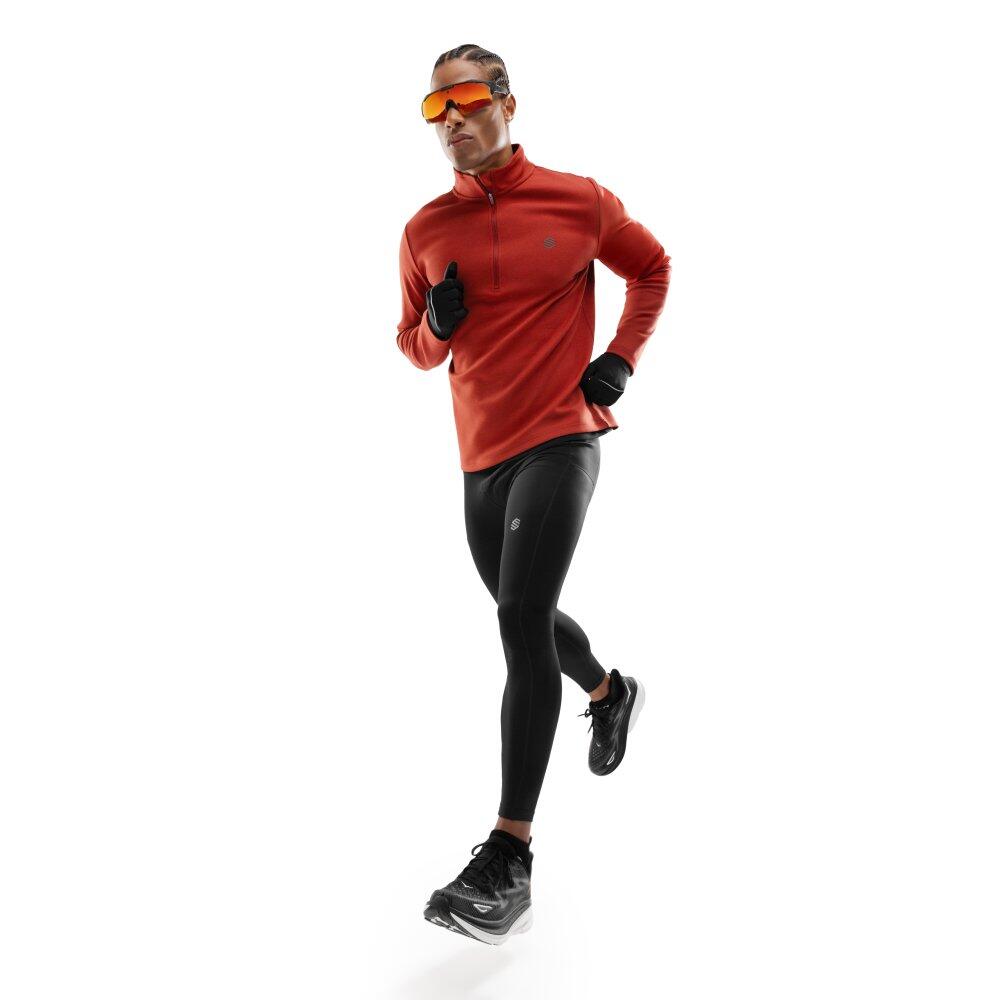 Herren Fitness trainings-sweatshirt halblanger reißverschluss Torch Rot 3/7