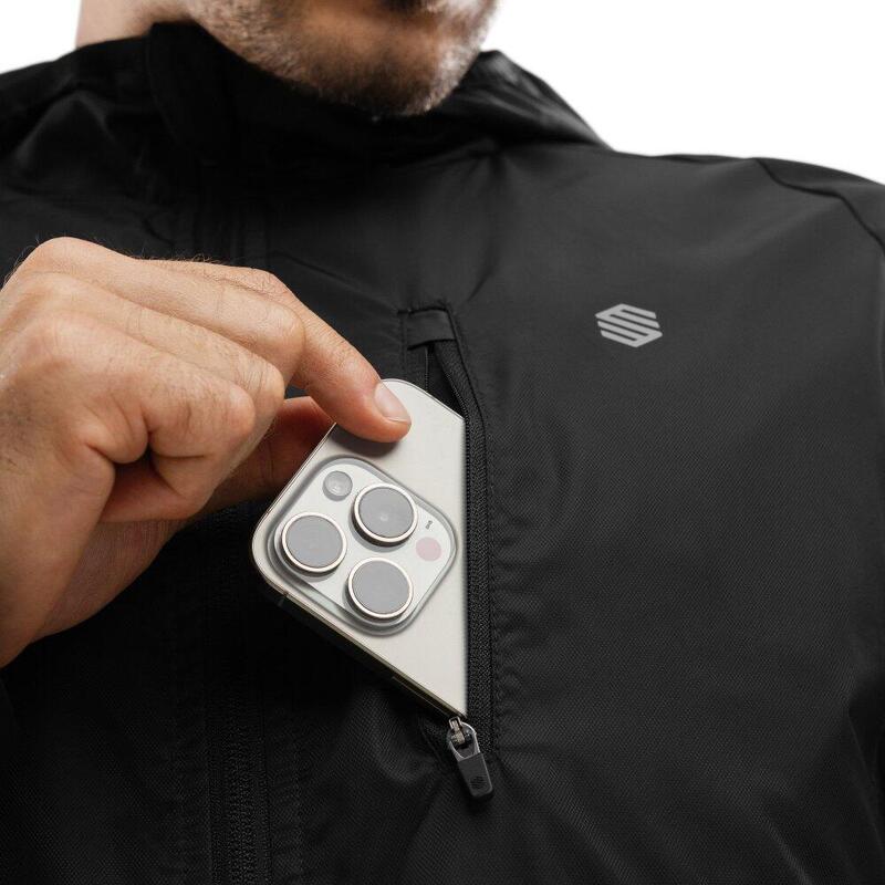 Jachetă windbreaker de antrenament pentru bărbați Grand Marathon Negru