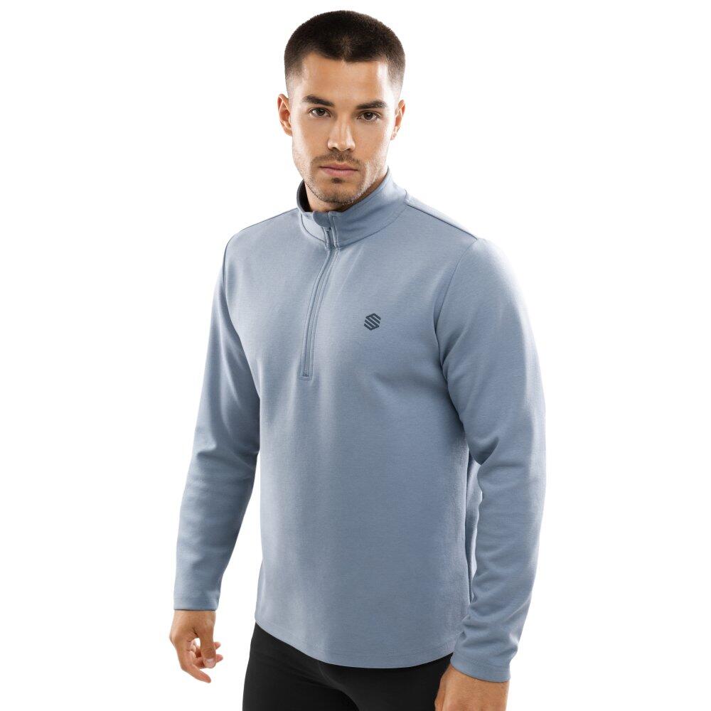 SIROKO Men Fitness 's half-zip training sweatshirt Blur Blue