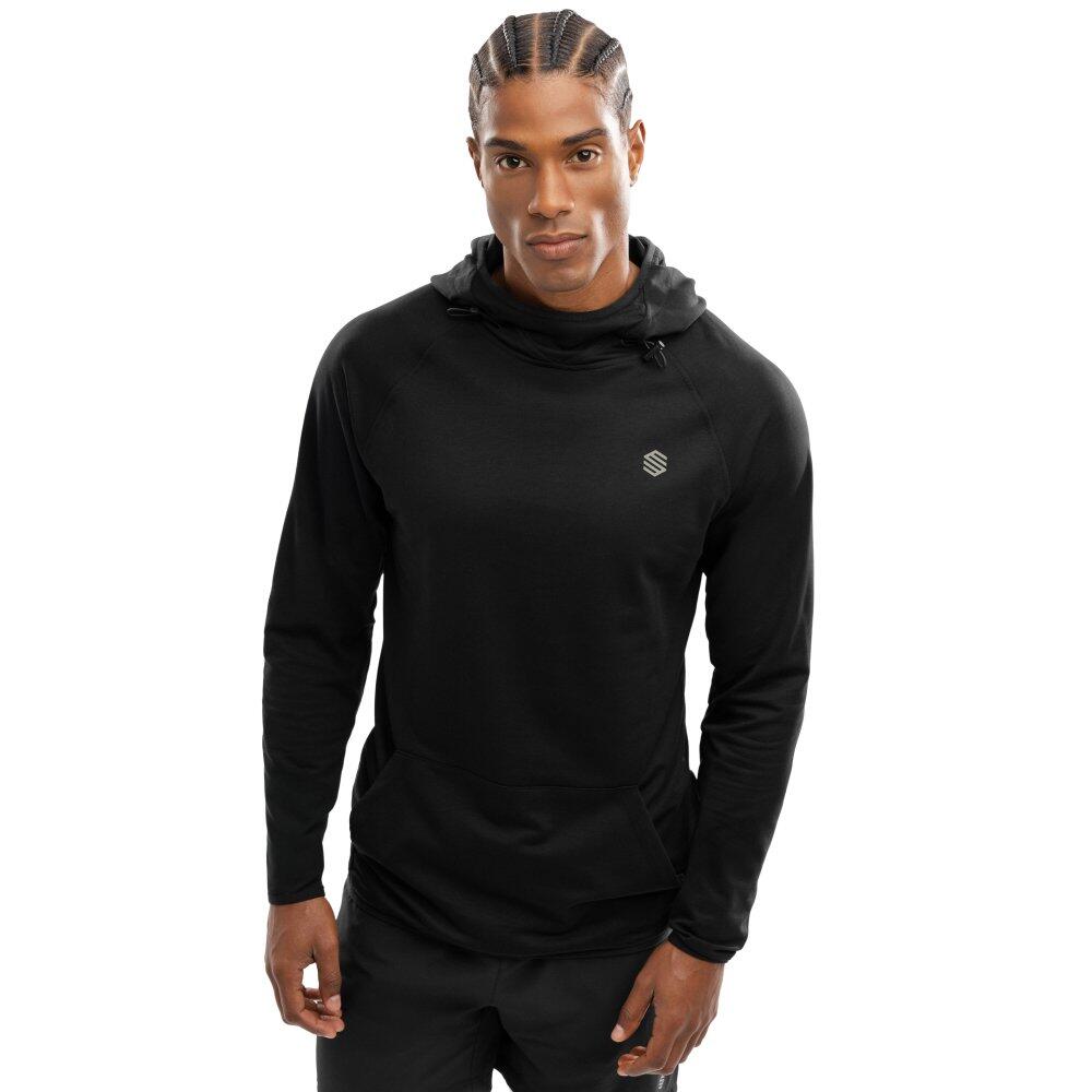 SIROKO Men Fitness 's training hoodie Black Square Black
