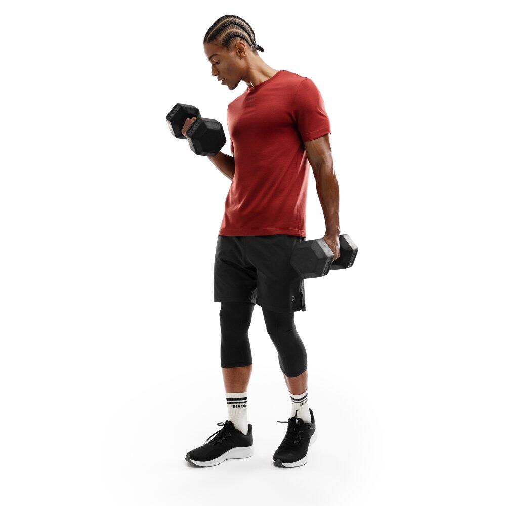 Herren Fitness kurzärmeliges trainingsshirt Camargue Rot 3/7