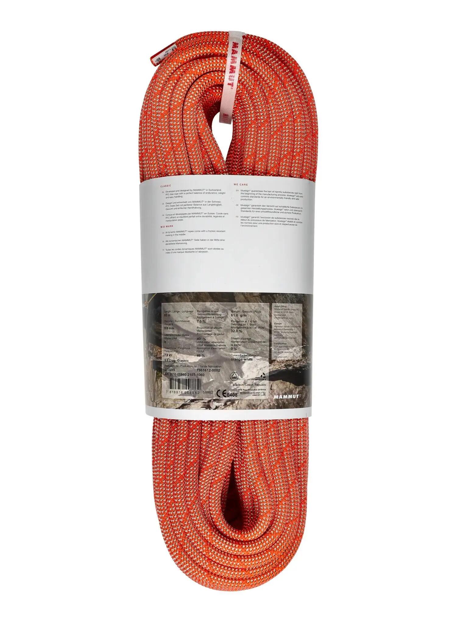 Enkel touw MAMMUT 9.8 Crag Classic Rope 3/7