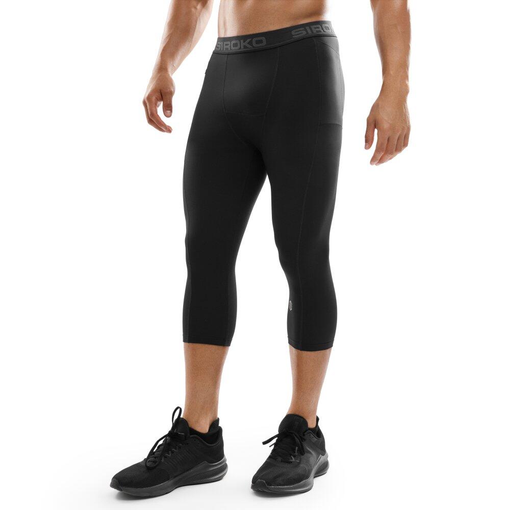 SIROKO Heren Fitness driekwart sportlegging Enlli Zwart