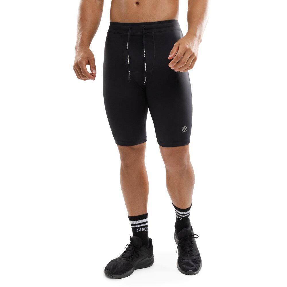 SIROKO Pantaloncini biker aderenti da allenamento da uomo Fitness Press Nero
