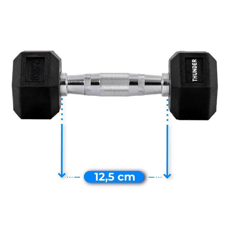 Halteră hexagonală THUNDER HEXAGONAL-DUMBBELLS-2,5KG