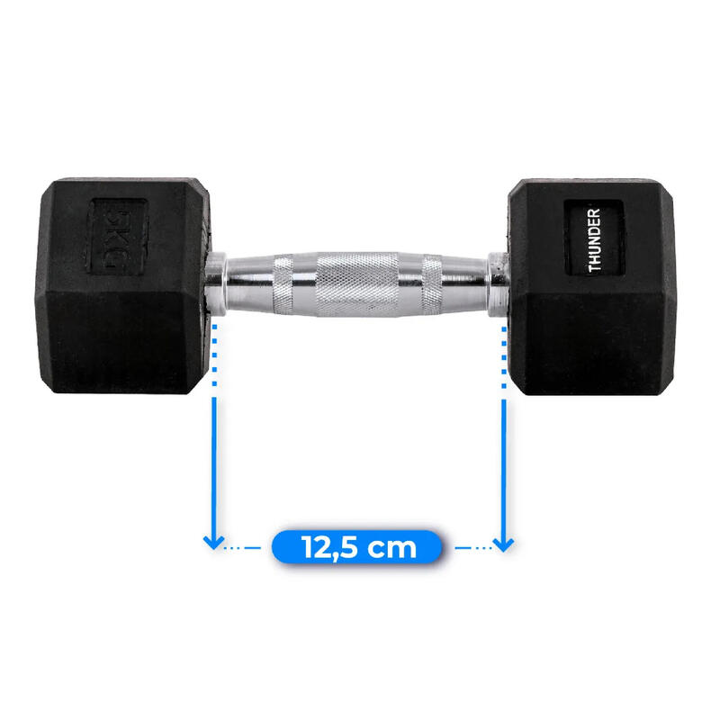 Hantlă hexagonală THUNDER HEXAGONAL-DUMBBELLS-5KG 5 kg