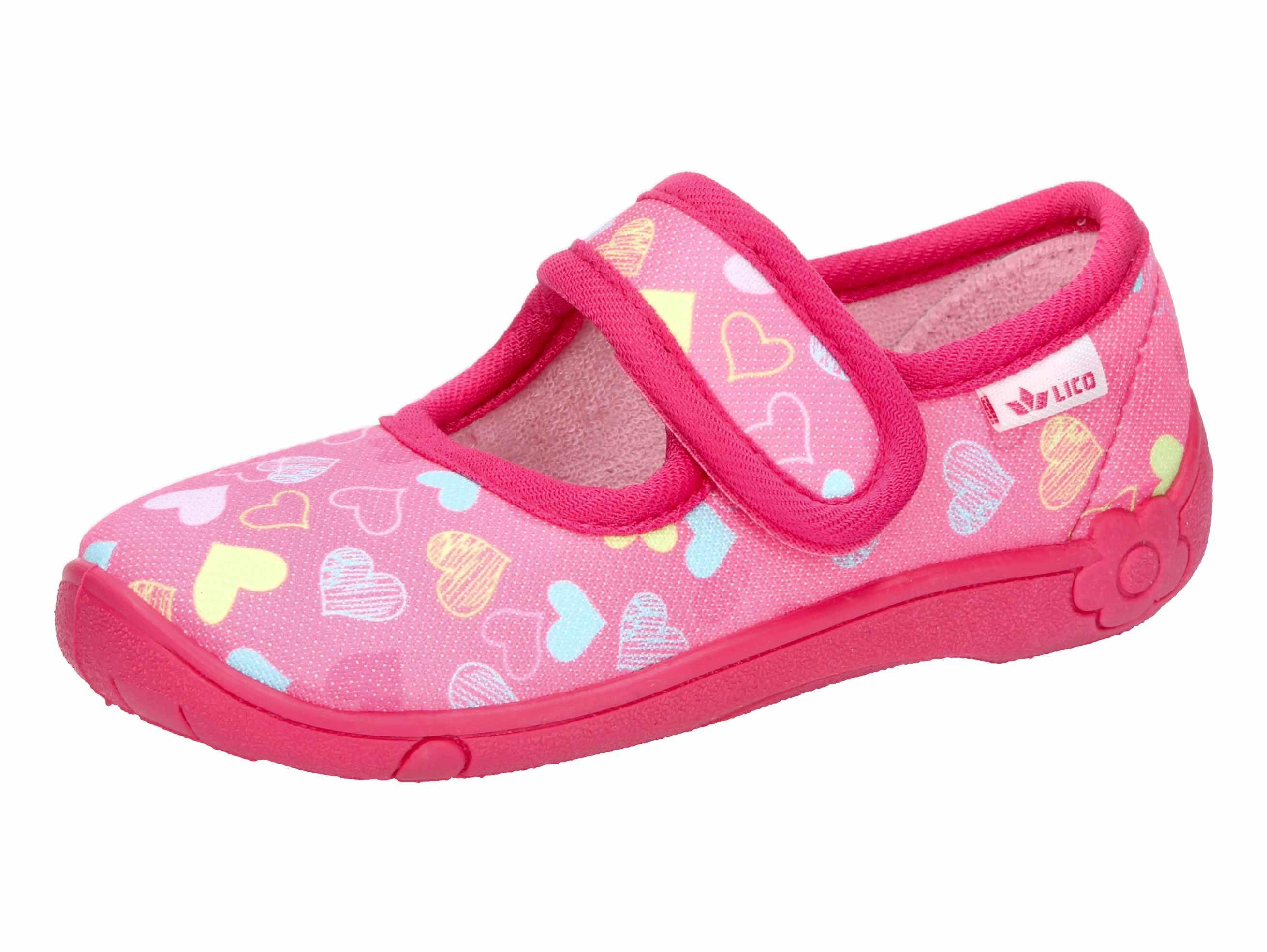 LICO LICO Cookie Girl Pink Canvas Slippers with Velcro and TPR Sole