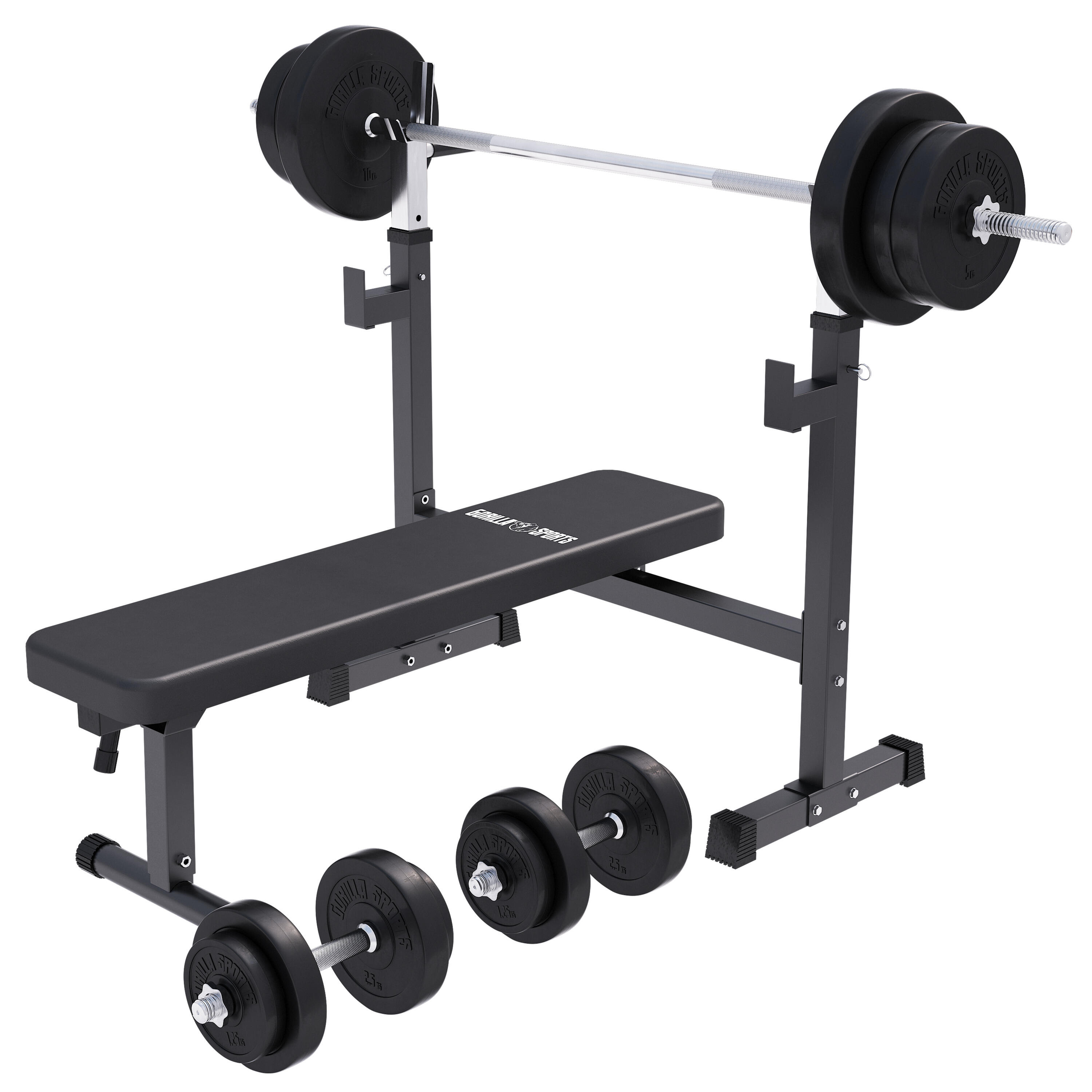 Gorilla Sports - Banc De Musculation Avec Support (40/70/100 Kg) - Banc - Gris - Decathlon