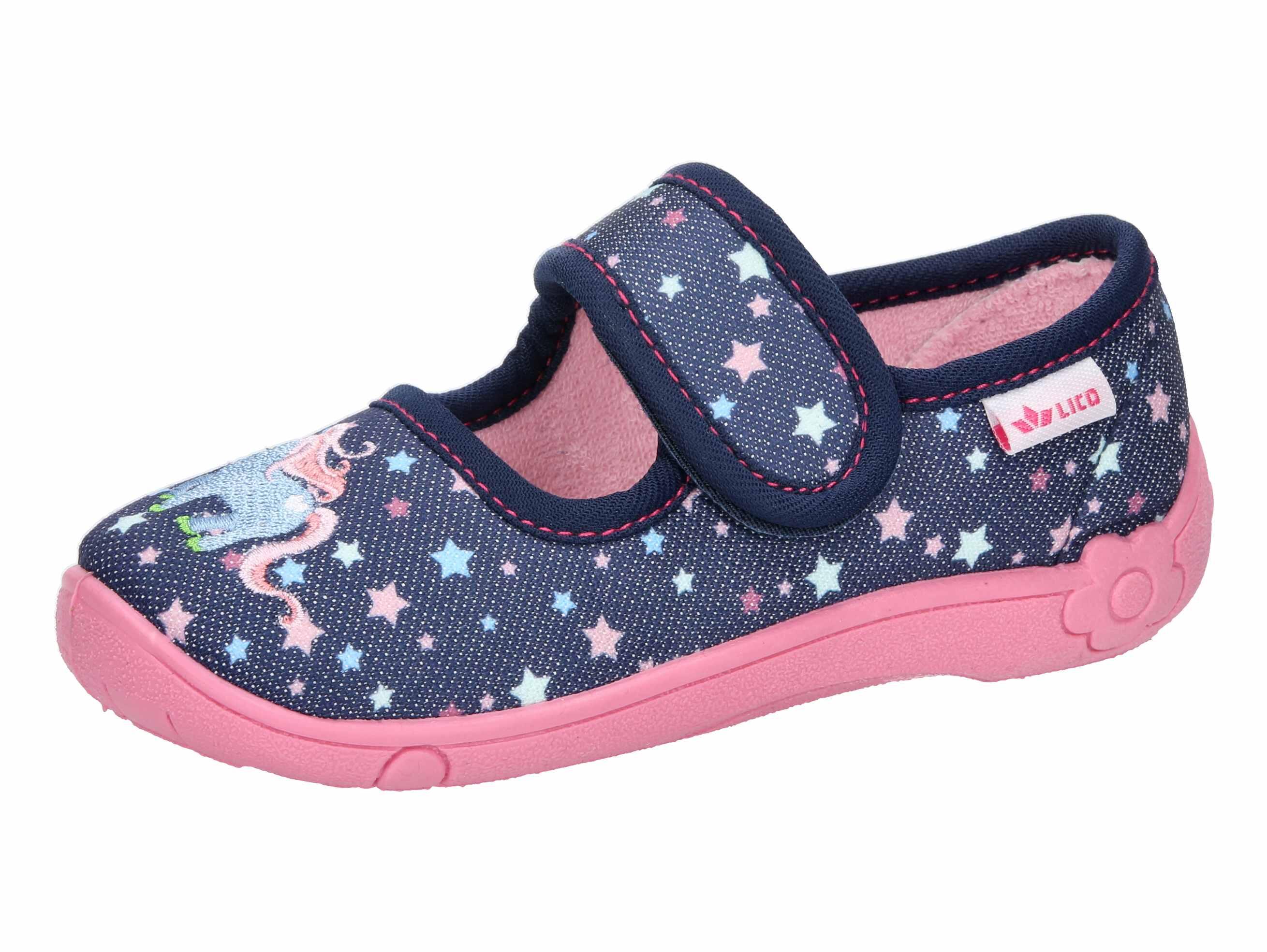 LICO LICO Cookie Girl Blue Canvas Slippers with Velcro Closure TPR Sole