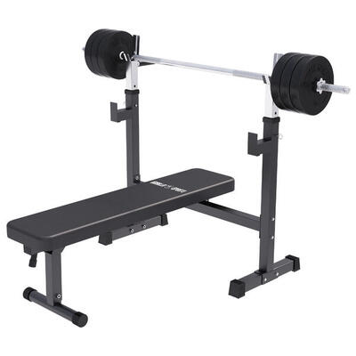 Hantelbank mit Gewichten - mit Ablage. Klappbar. 40/70/100 kg Set. Kraftstation