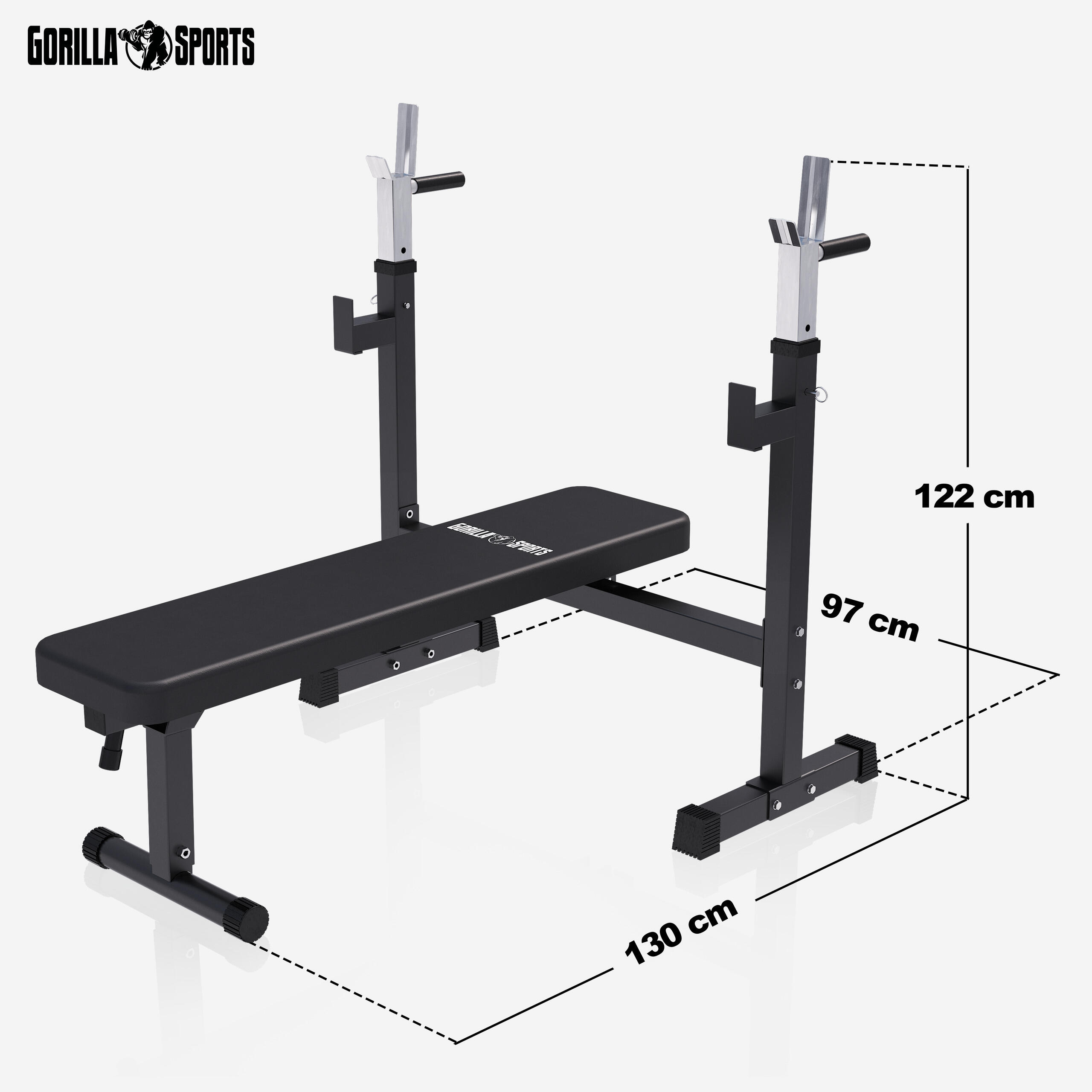 Banc Musculation avec Support - 40/70/100kg, Appareil Fitness, Plat, Pliable 2/7