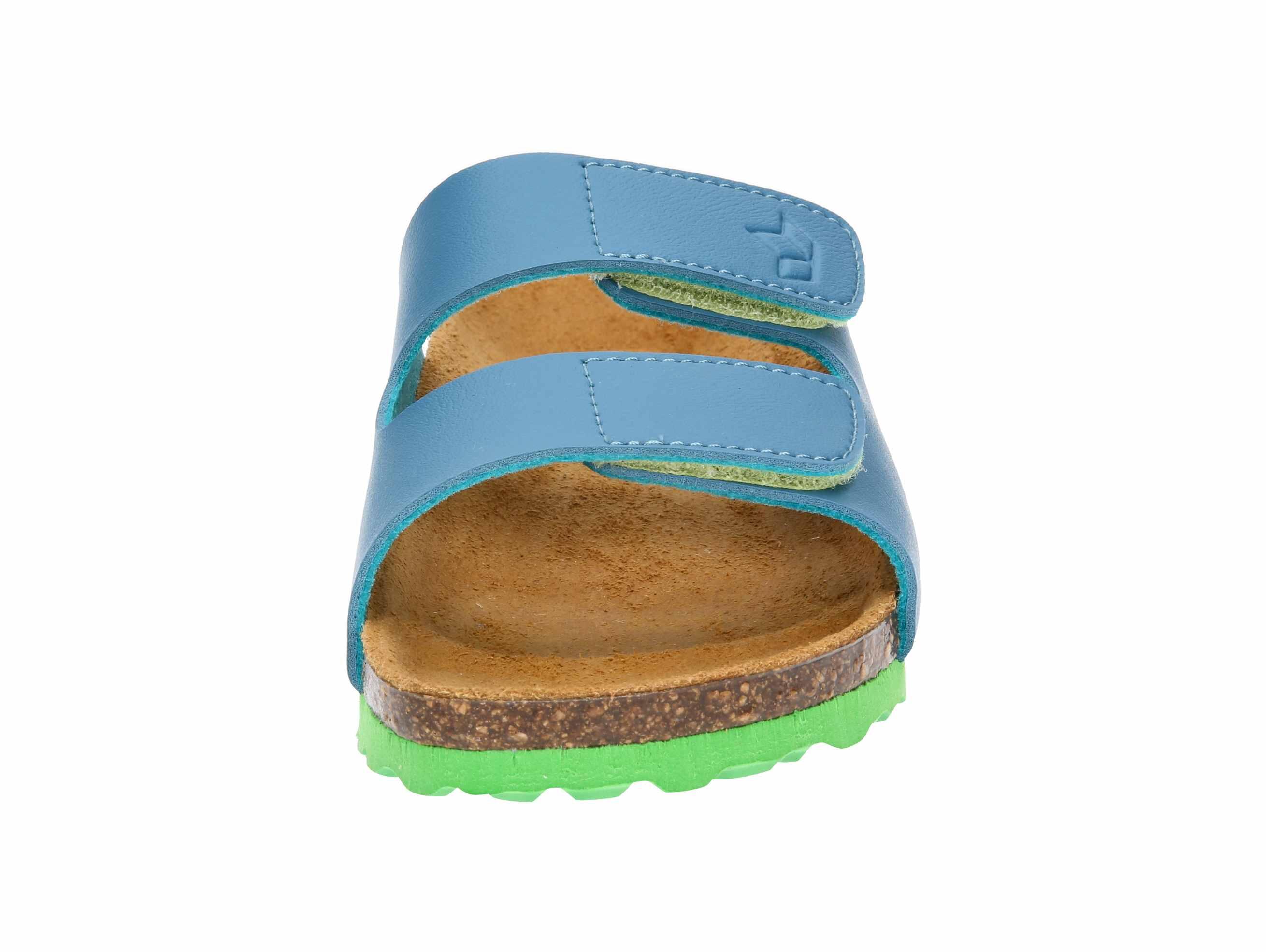 Pantolette bambini - feltro, velcro, soletta pelle - blu 3/6