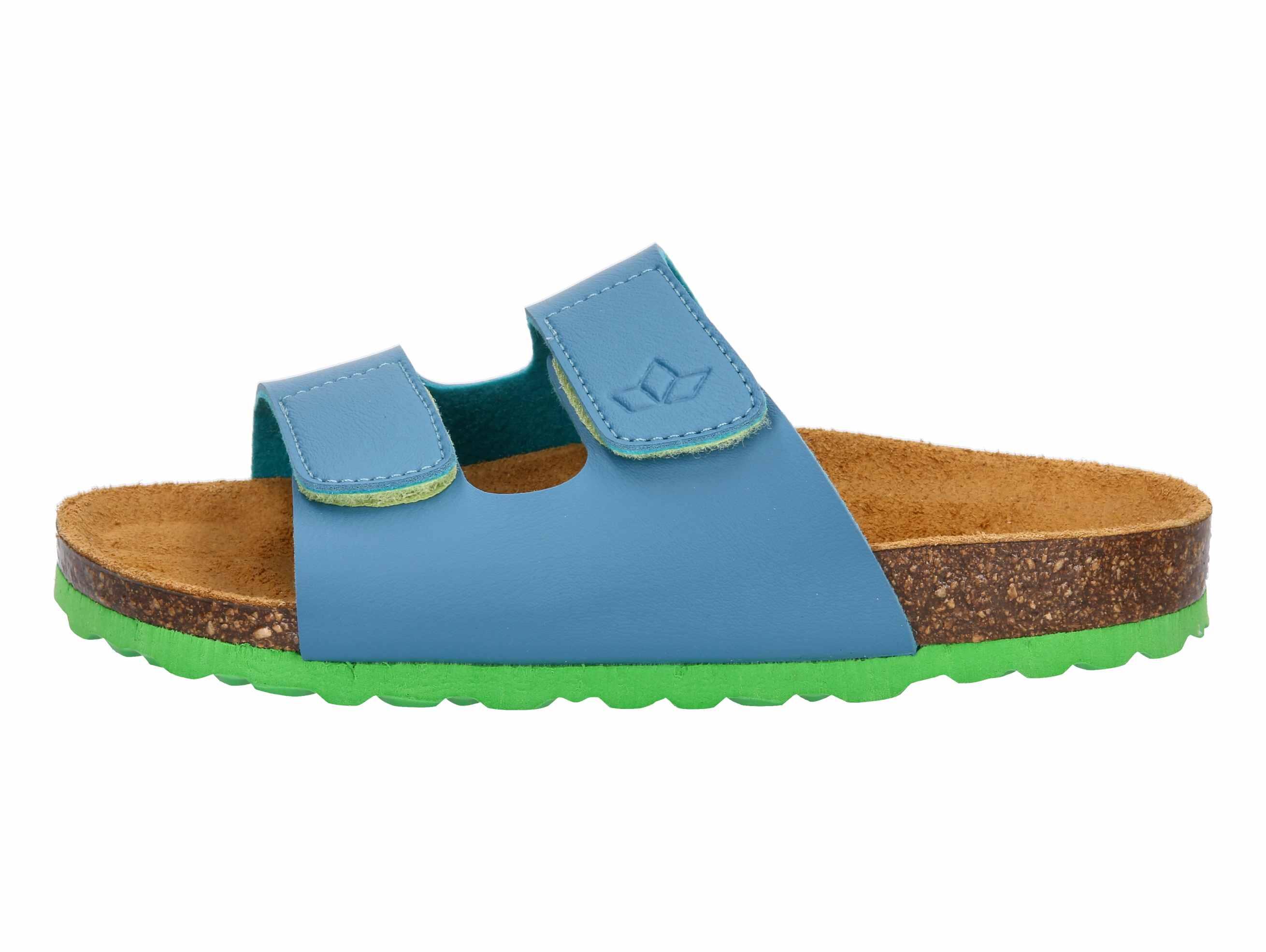 Pantolette bambini - feltro, velcro, soletta pelle - blu 2/6