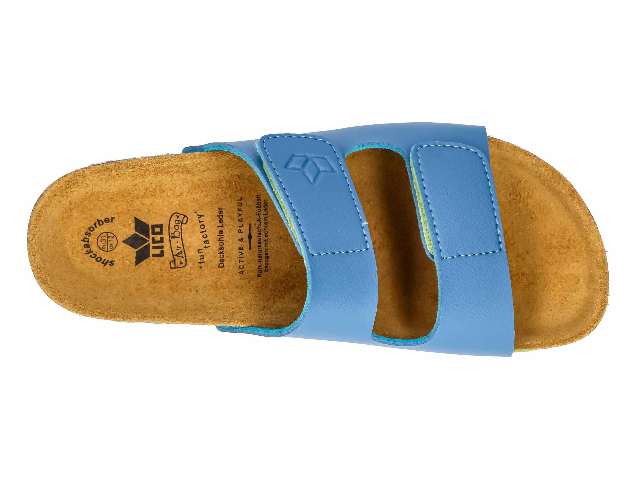 Pantolette bambini - feltro, velcro, soletta pelle - blu 5/6