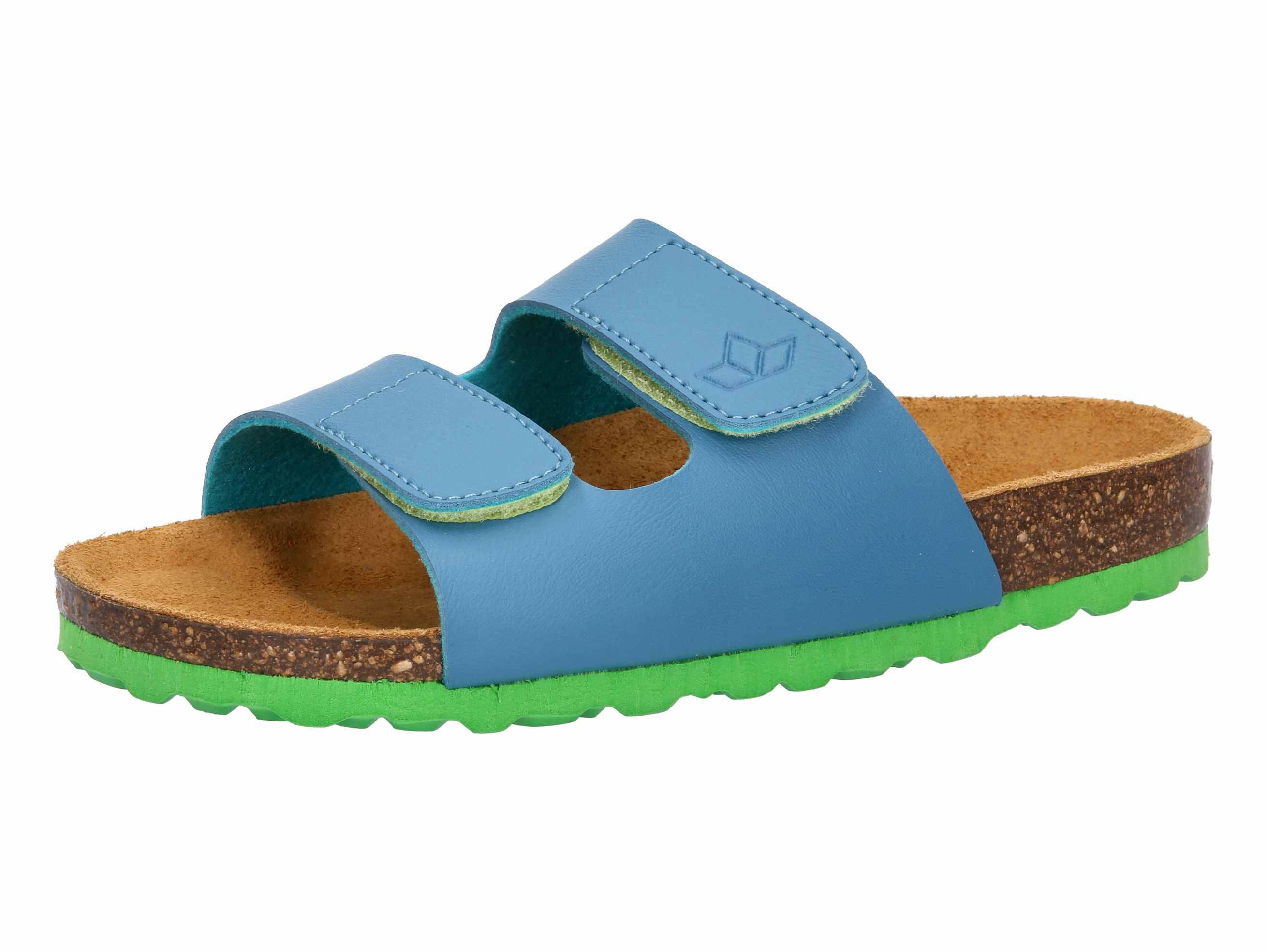 LICO LICO Bioline Boys' Velcro Mule in Blue Felt, Leather EVA Sole