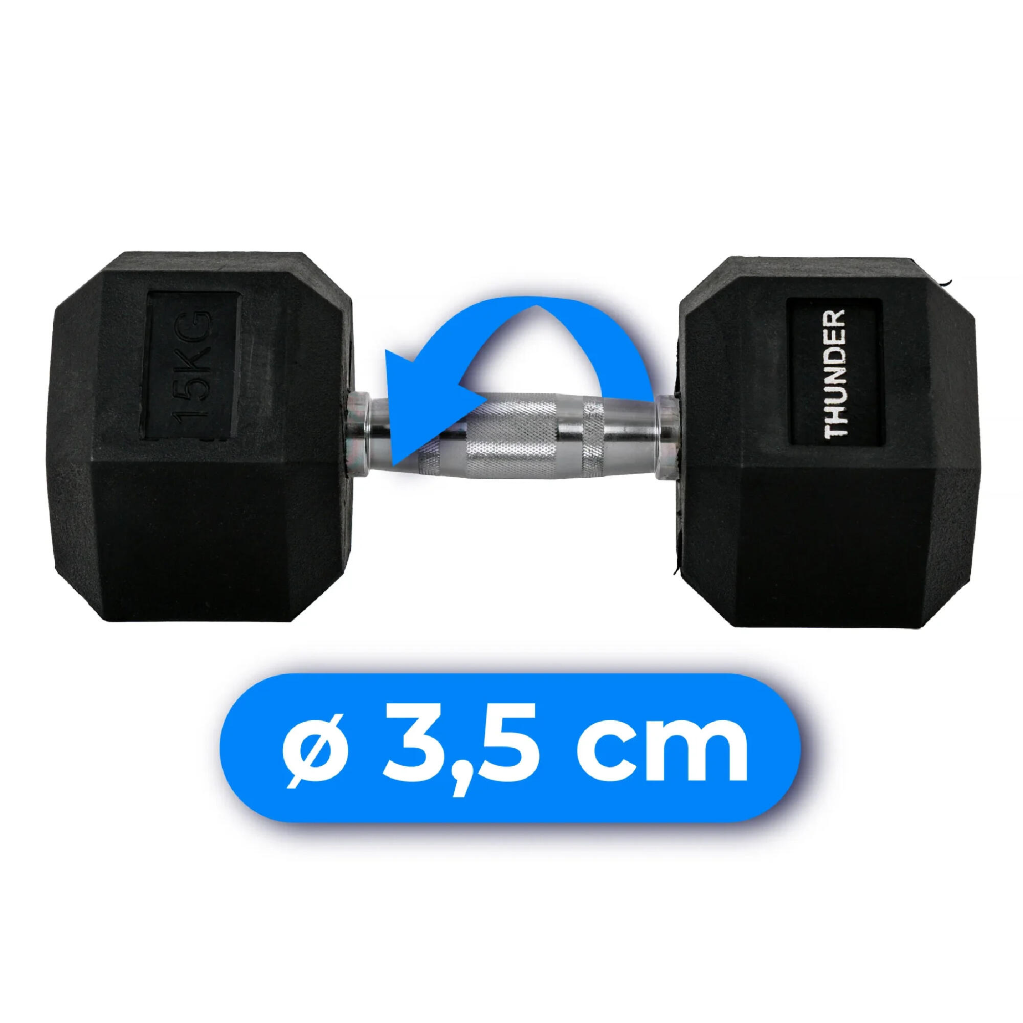 Haltère hexagonale THUNDER HEX 15 kg 5/8