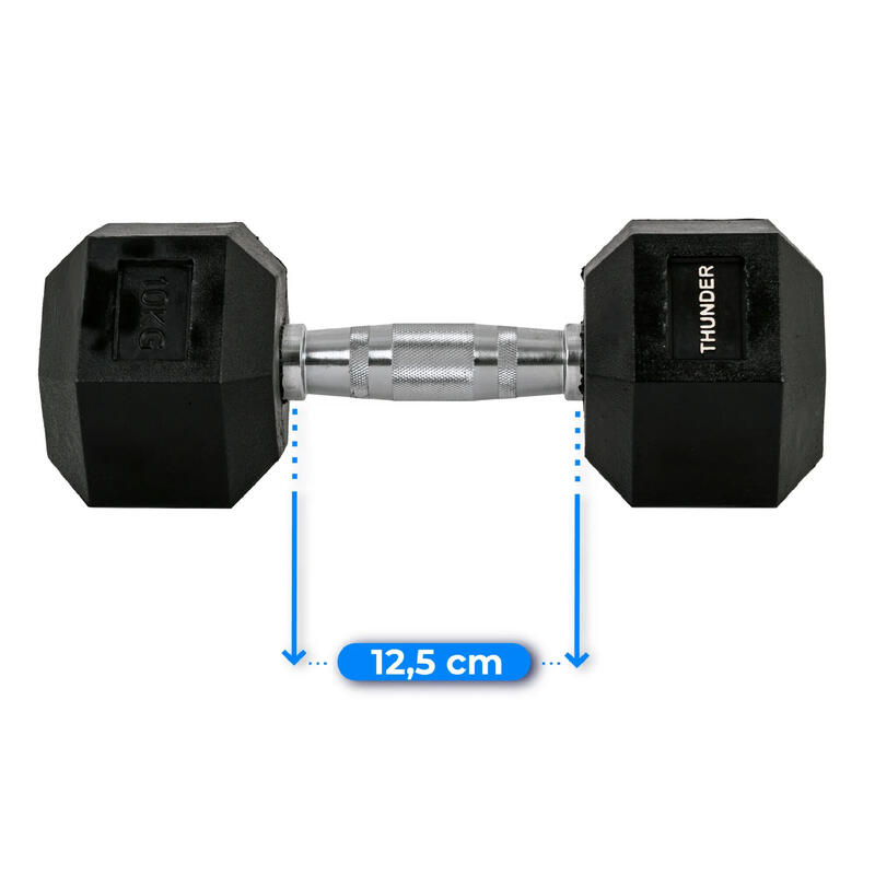 Halteră hexagonală pentru exerciții THUNDER HEXAGONAL-DUMBBELLS-10KG