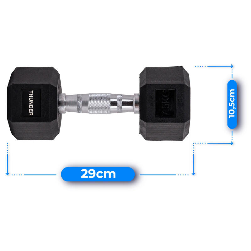 Gantere hexagonale THUNDER HEXAGONAL-DUMBBELLS-7,5KG 7,5 kg