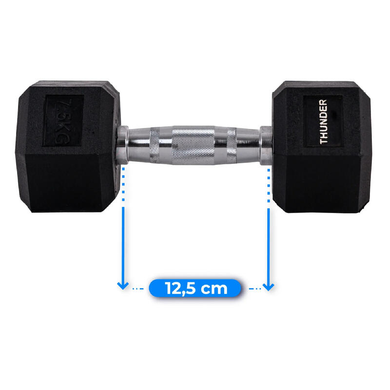 Gantere hexagonale THUNDER HEXAGONAL-DUMBBELLS-7,5KG 7,5 kg