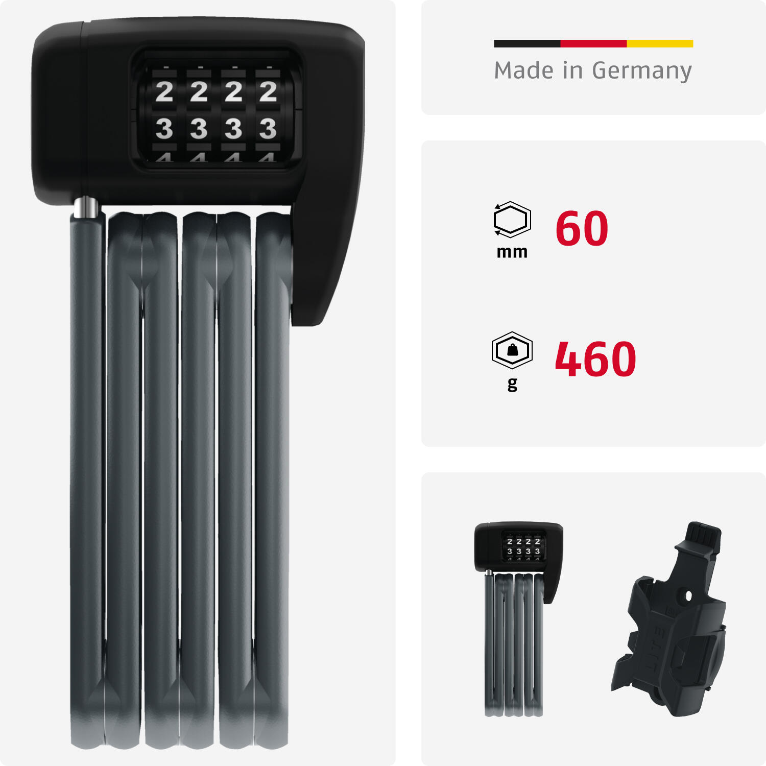 Dispositivo anti-roubo dobrável Abus Bordo Lite Mini 6055C/60 SH 3/5