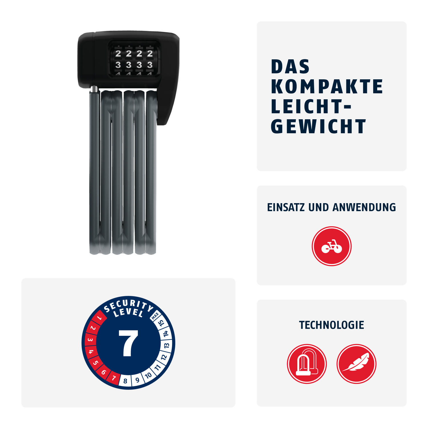 Dispositivo anti-roubo dobrável Abus Bordo Lite Mini 6055C/60 SH 2/5