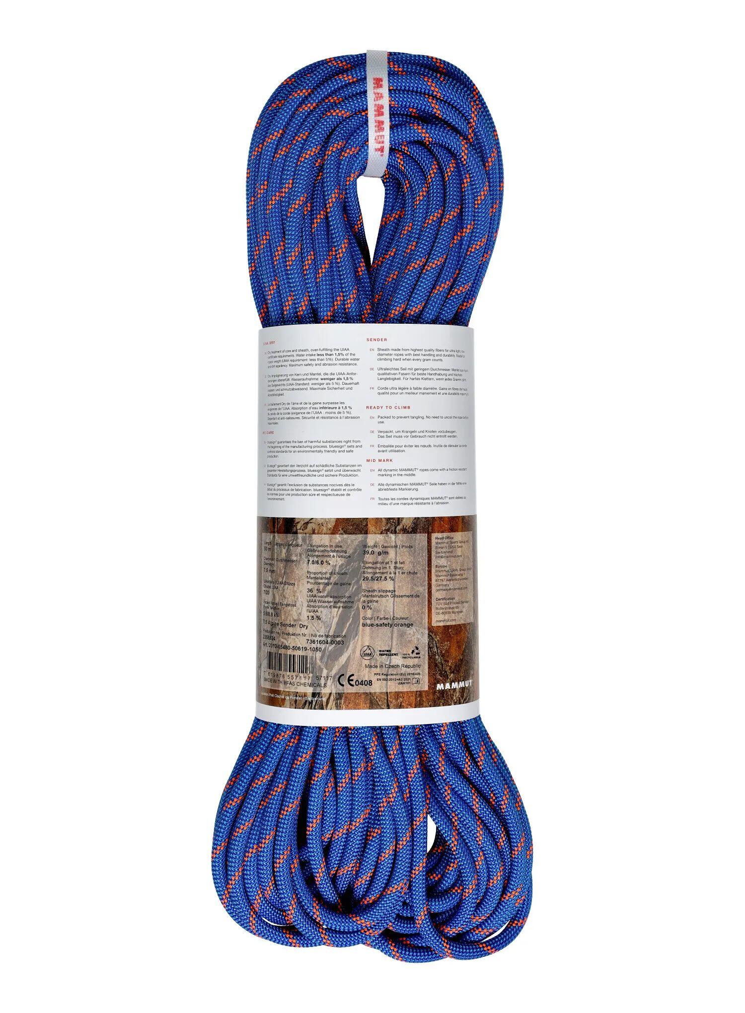 Doppelseil 7.5 Alpine Sender Dry Rope blue-vibrant orange 3/6