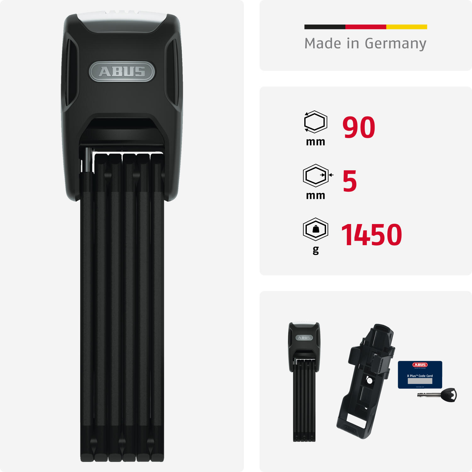 ABUS Bordo Alarm 6000KA 90 cm - Antivol Pliable pour Vélo Noir 3/5