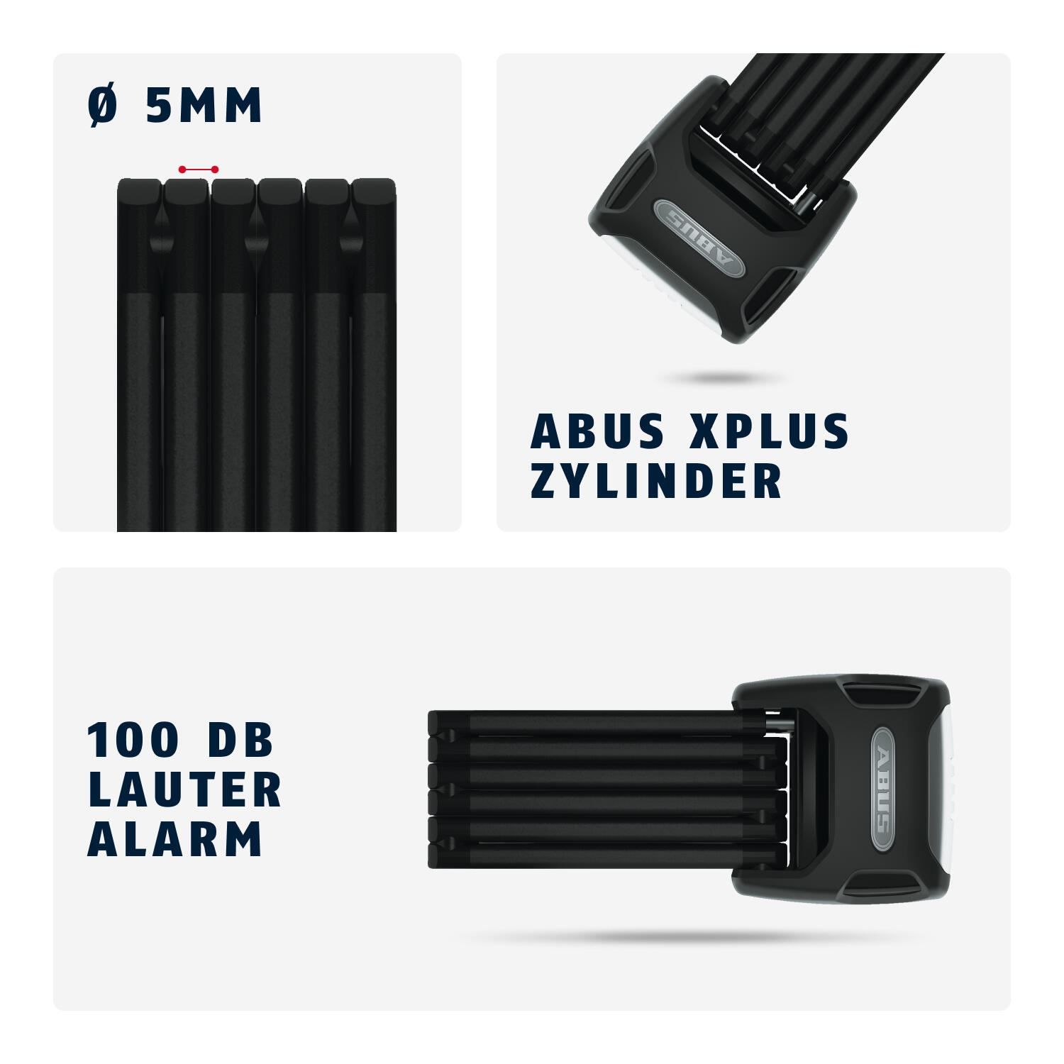ABUS Bordo Alarm 6000KA 90 cm - Antivol Pliable pour Vélo Noir 4/5