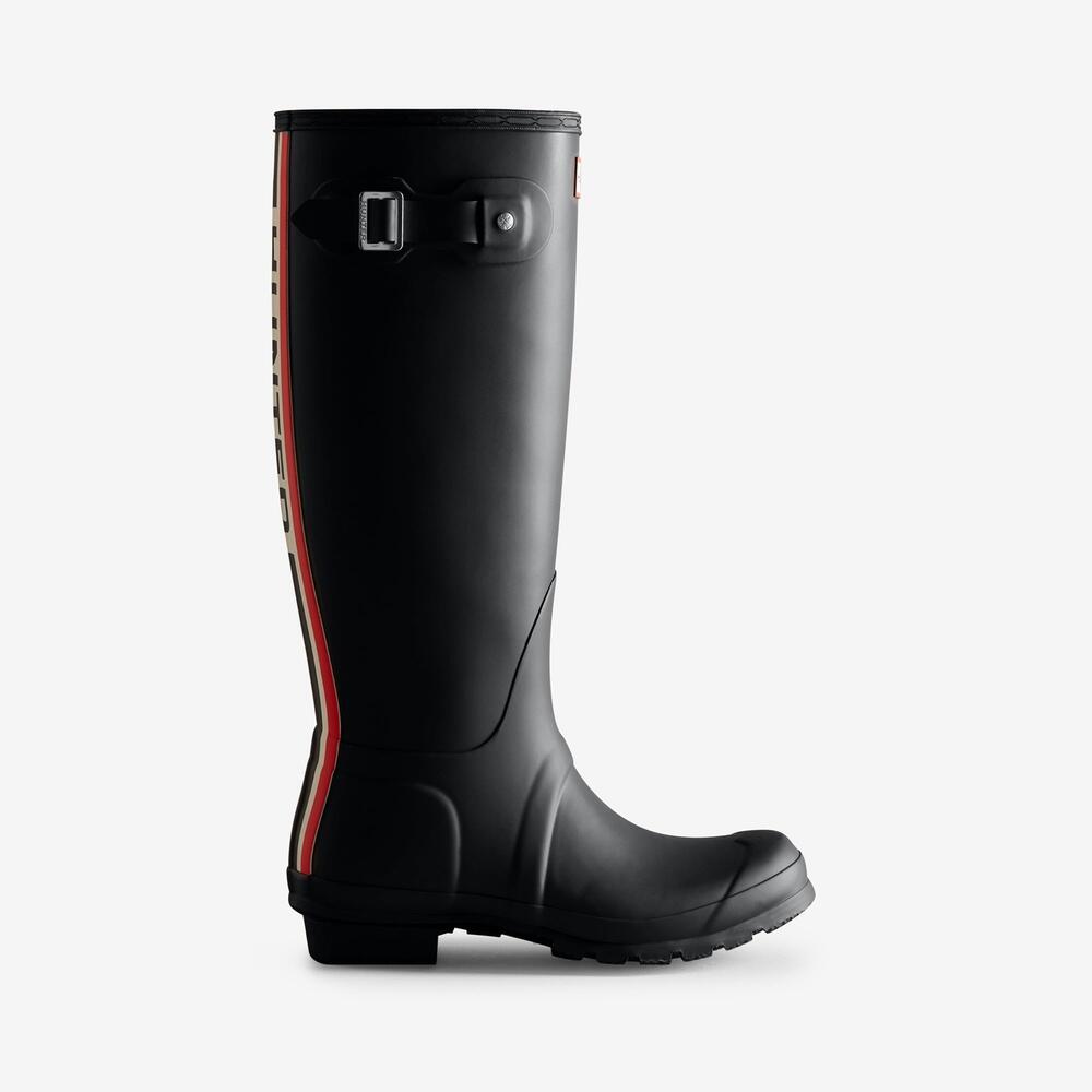 Tri-colour Tall Logo Backstrap Womens Outdoor Living Mid Calf Pull On Wellies