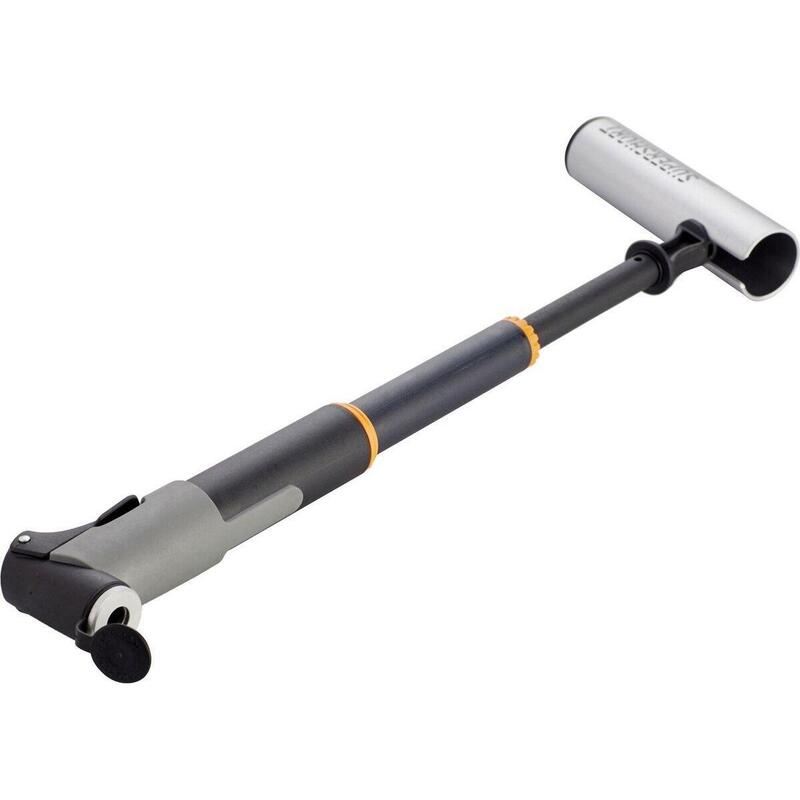 Pompă mini SKS Supershort 164 mm, tub plastic, mâner aluminiu.