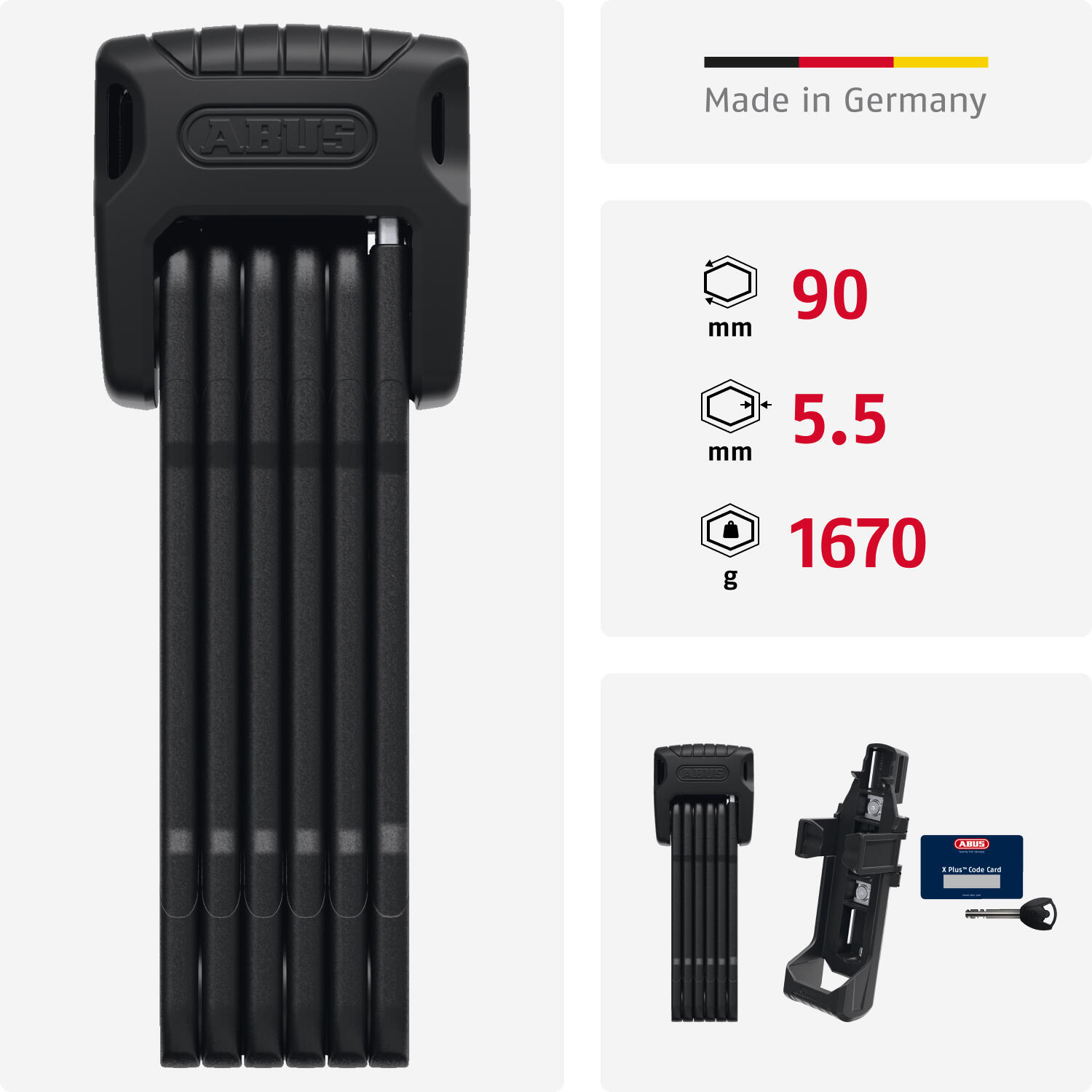 Dispositivo anti-roubo dobrável Abus Bordo Granit 6500K/90 BK SH 3/5