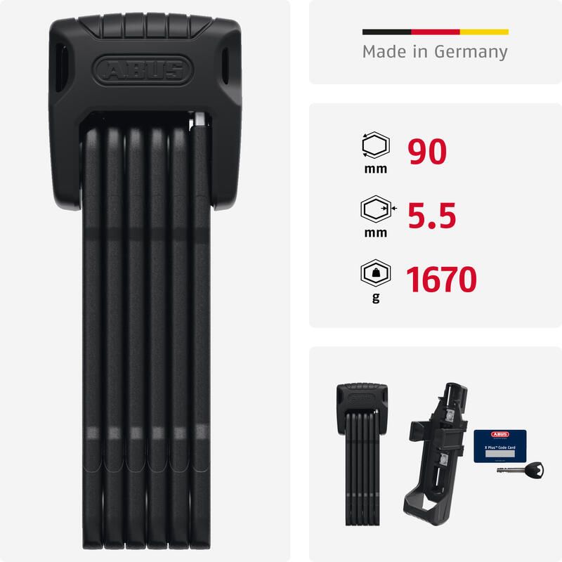 Antifurt pliabil - BORDO GRANIT 6500K/90 black + bracket SH - nivel securitate…