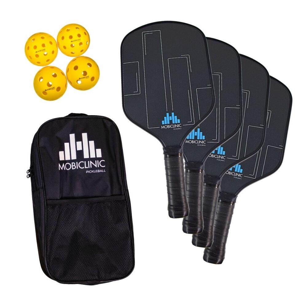MOBICLINIC Set van 4 Pickleball rackets en 4 ballen