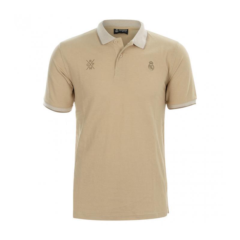 Koszulka Real Madryt z kołnierzykiem Premium, beżowa - 2XL