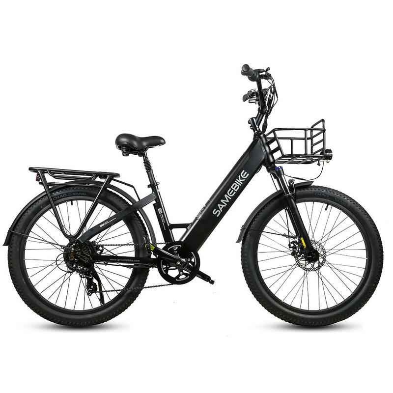Bicicletă electrică cu coș frontal SAMEBIKE RS-A01 Plus cu baterie de 48V 14Ah