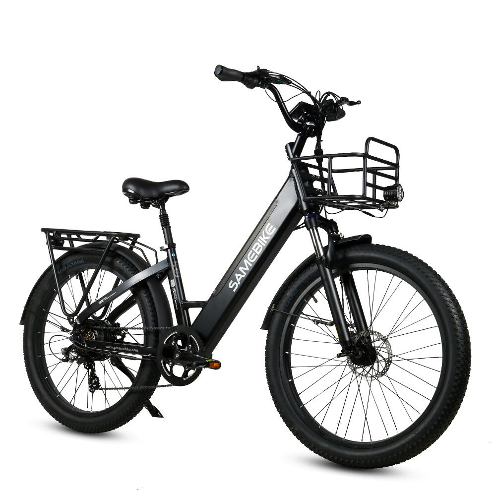 Electric City Bike with front basket SAMEBIKE RS-A01 Plus with 48V 14Ah Battery