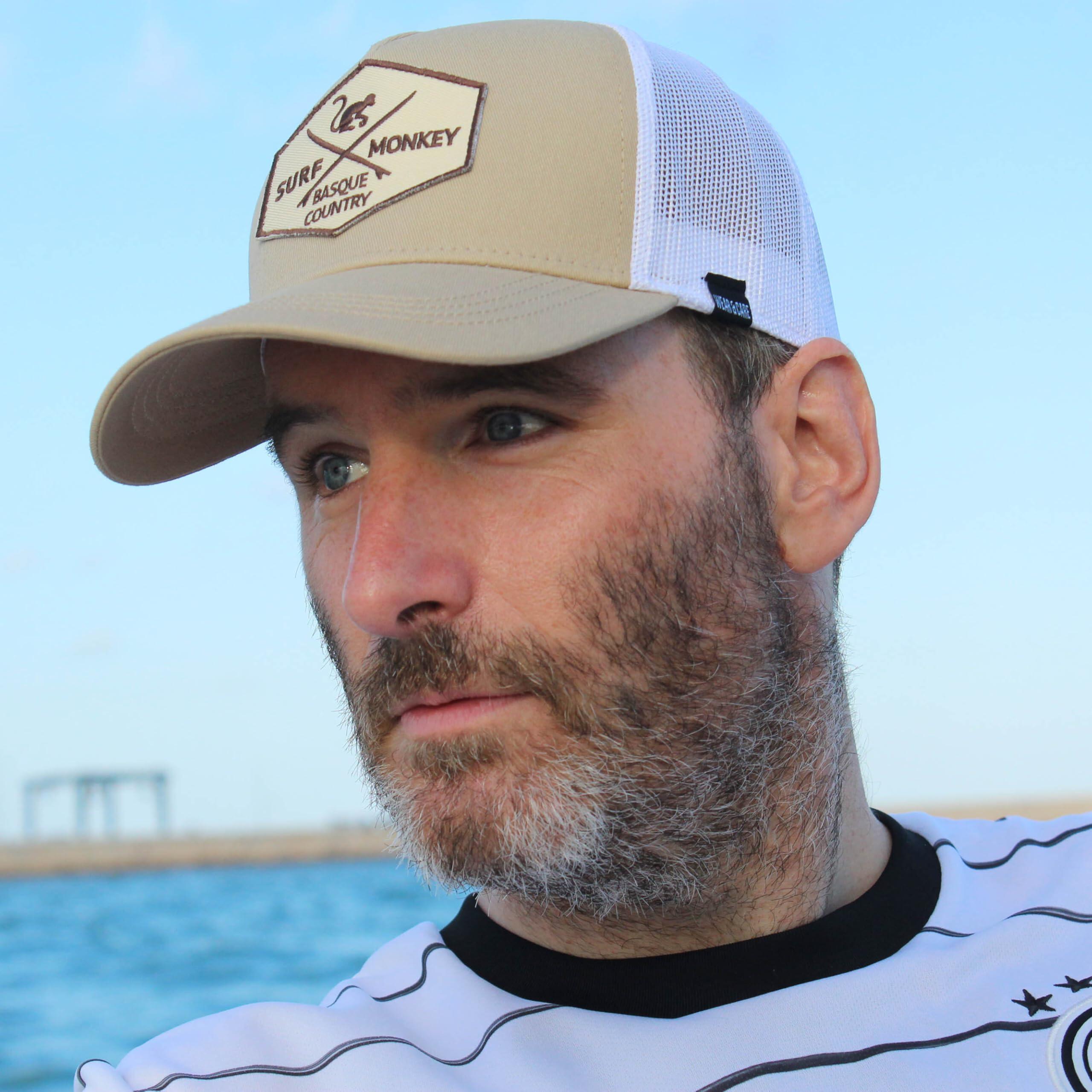 Gorra Trucker - 5 Paneles / Reciclada / Adulto / Talla única (Beige/Blanco) 5/5