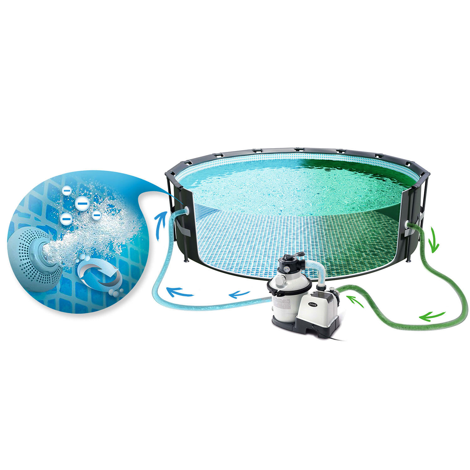 Pompa filtrująca piaskowa do basenu 5700l/h Intex 26644 + kulki filtracyjne 4/5