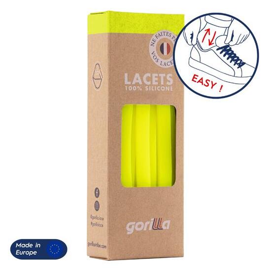 Lacets élastiques larges pour baskets sneakers silicone - jaune fluo