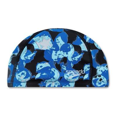 Speedo junior pace cap met print - zwart/ ercurial blauw/ mooi blauw/ wit