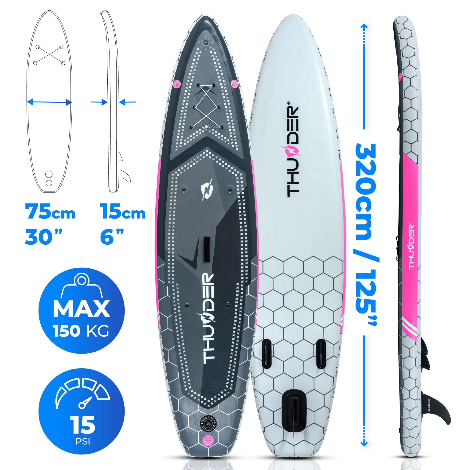 Aufblasbares SUP-Board mit Zubehör THUNDER MOSSA 320cm 2/8