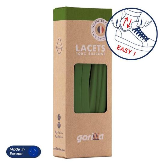 Lacets élastiques larges pour baskets sneakers silicone - vert olive