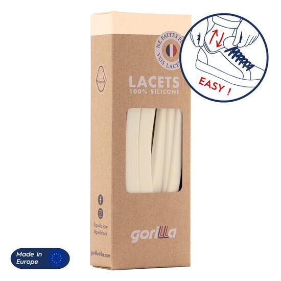 Lacets élastiques larges pour baskets sneakers silicone - blanc cassé