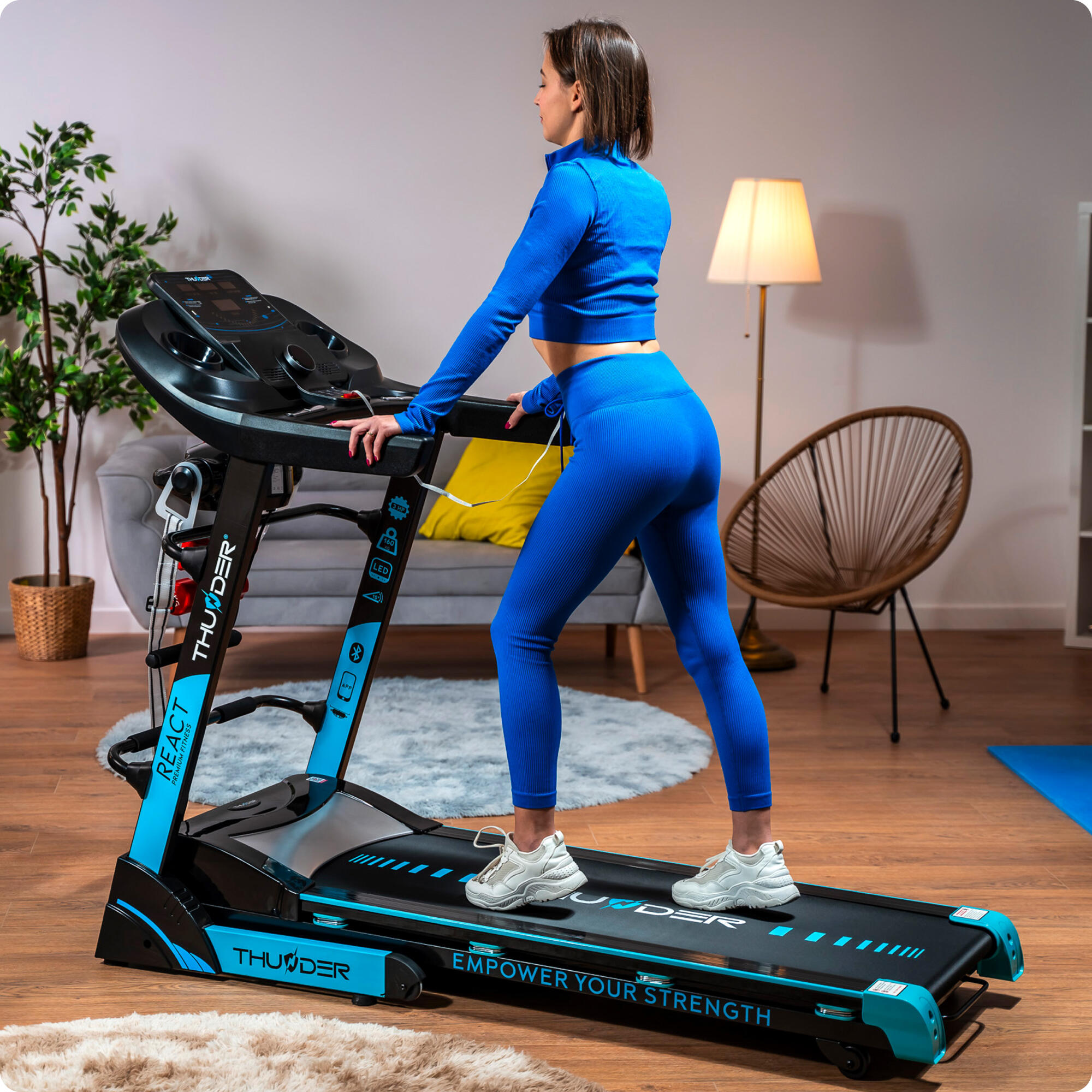 Tapis de course Thunder REACT-DS-BLACK 126x45cm 18km/h FitShow pliable LCD 6/7