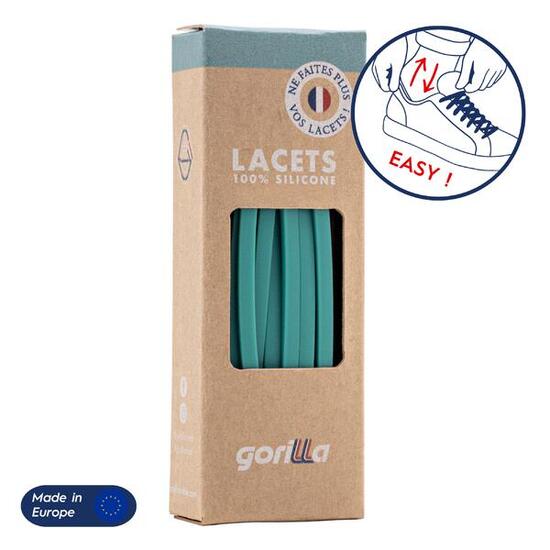 Lacets élastiques fins pour baskets sneakers silicone - vert caraïbes